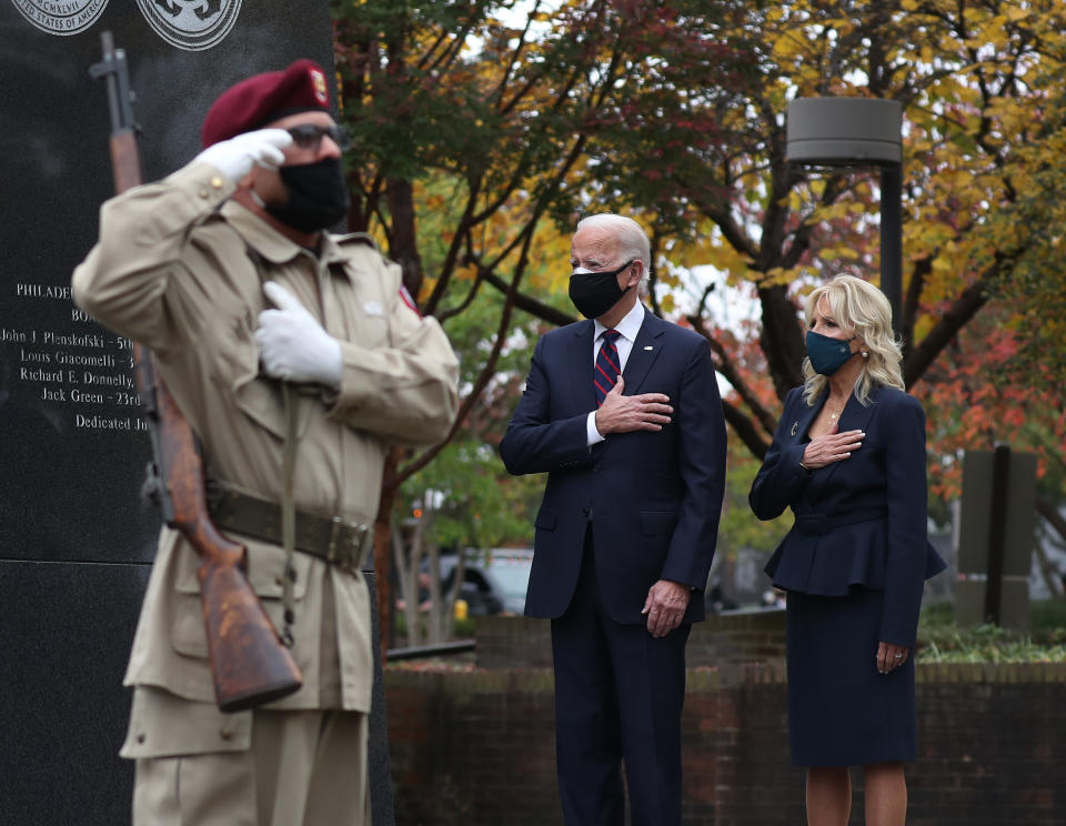 President-elect Joe Biden and wife Dr Jill Biden honour military veterans.