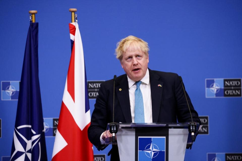 Boris Johnson speaks during a press conference at Nato headquarters in Brussels, (Henry Nicholls?PA) (PA Wire)