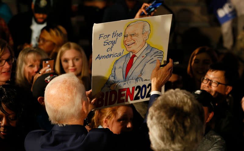 Democratic U.S. presidential candidate and former Vice President Biden speaks at his South Carolina primary night rally in Columbia