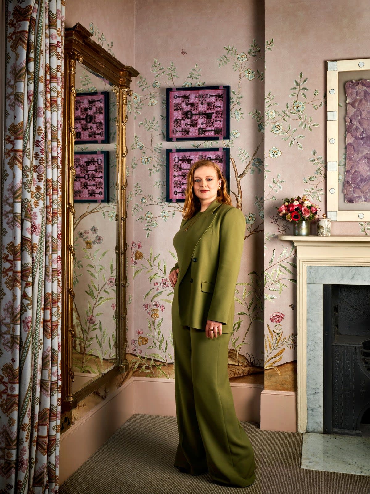Sarah Snook in her dressing room, Theatre Royal Haymarket (Courtesy of the theatre and Kit Kemp Design Studio, photo by Simon Brown)