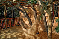 <h2>Bagheera (Orion B&B, Cagnes-sur-Mer, France)</h2> To minimize the environmental impact, the eight red-cedar-constructed tree houses are built on stilts between the trees instead of being perched on the trunk. When it comes time to descend from the trees, there’s a natural pool lined with plants and pebbles that filter impurities and require no chemicals or U.V. filters. <br><br><b>PRICE</b>: Two-night stays from $450. <br>orionbb.com (Photo: Orion B&Beautiful)