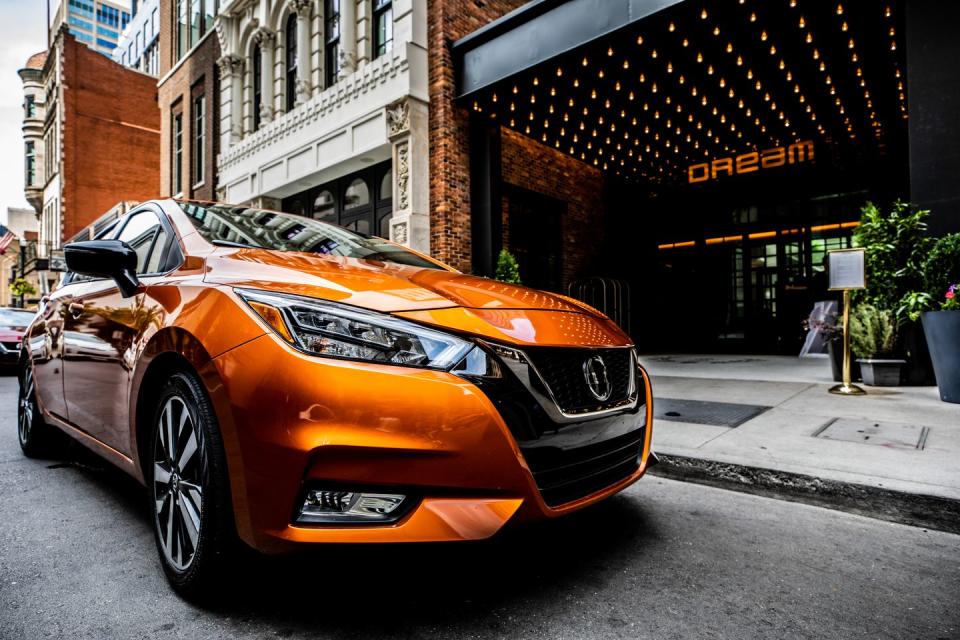 <p>Every Versa is equipped with standard automated emergency braking with pedestrian detection, rear automated emergency braking, automatic high-beams, and lane-departure warning.</p>