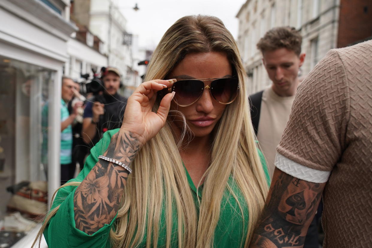 Katie Price pictured outside court in 2022. (Getty)