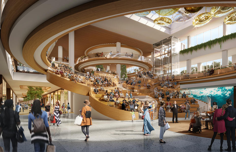 A view of shopping center's North Atrium, featuring stylish architectural design