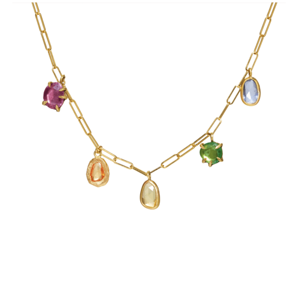 25) 18Kt Rainbow Sapphire Necklace