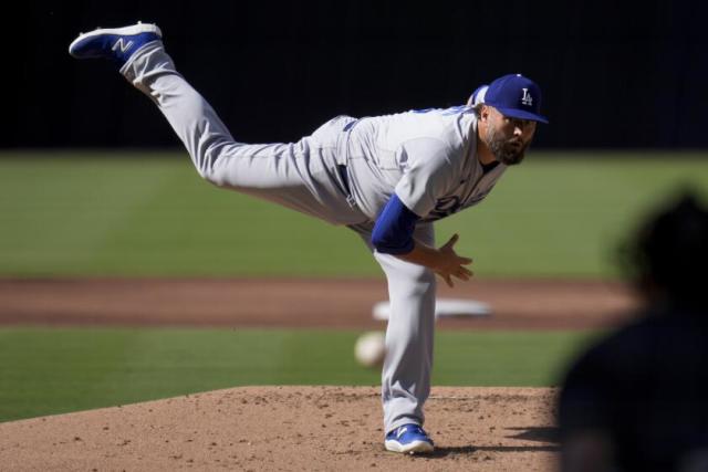 Los Angeles Dodgers pitcher Julio Urias (7) pitches the ball
