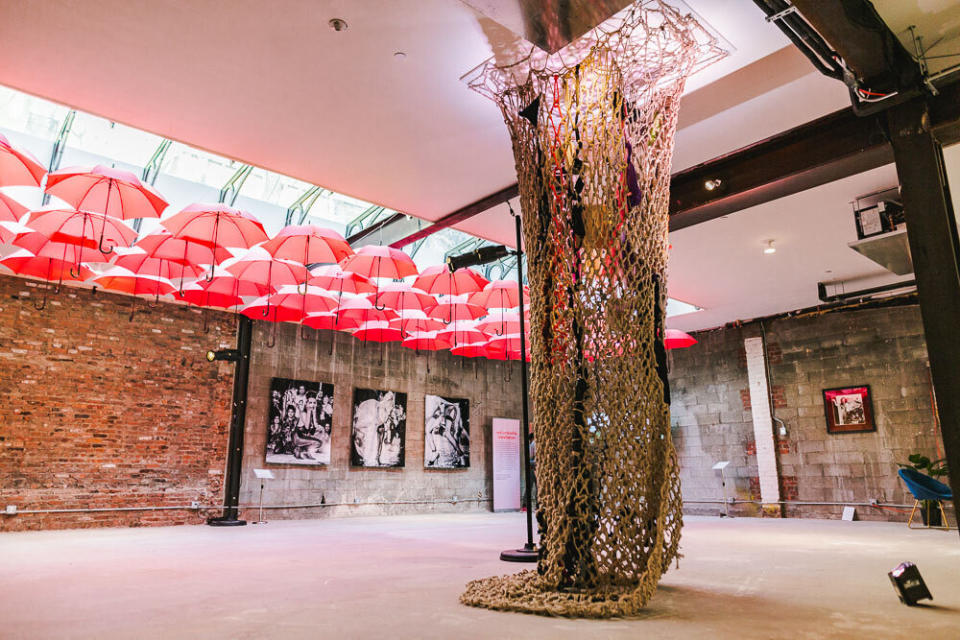 &ldquo;InVocation,&rdquo; by Japanese American artist Midori, is&nbsp;constructed with hemp rope, into which personal objects owned by queer sex workers have been woven.&nbsp; (Photo: Jonna Algarin Mojica)