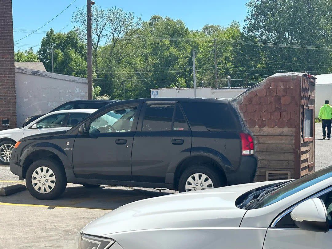 car with a bathroom attached to it