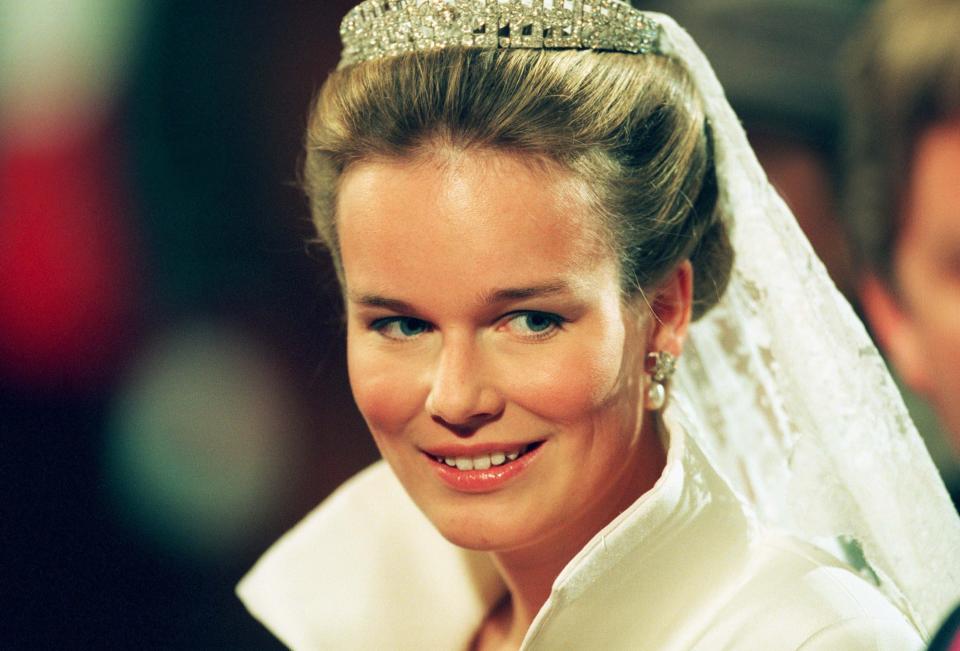 Queen Mathilde on her wedding day in 1999