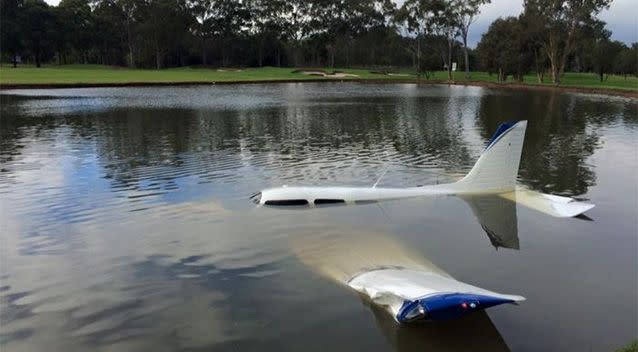 The plane went down at the 10th hole, the golf club said. Photo: Facebook