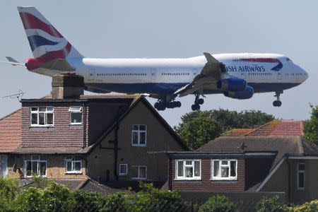 A British Airways Boeing 747 comes in to land at Heathrow aiport in London, Britain, June 25, 2018. REUTERS/Toby Melville