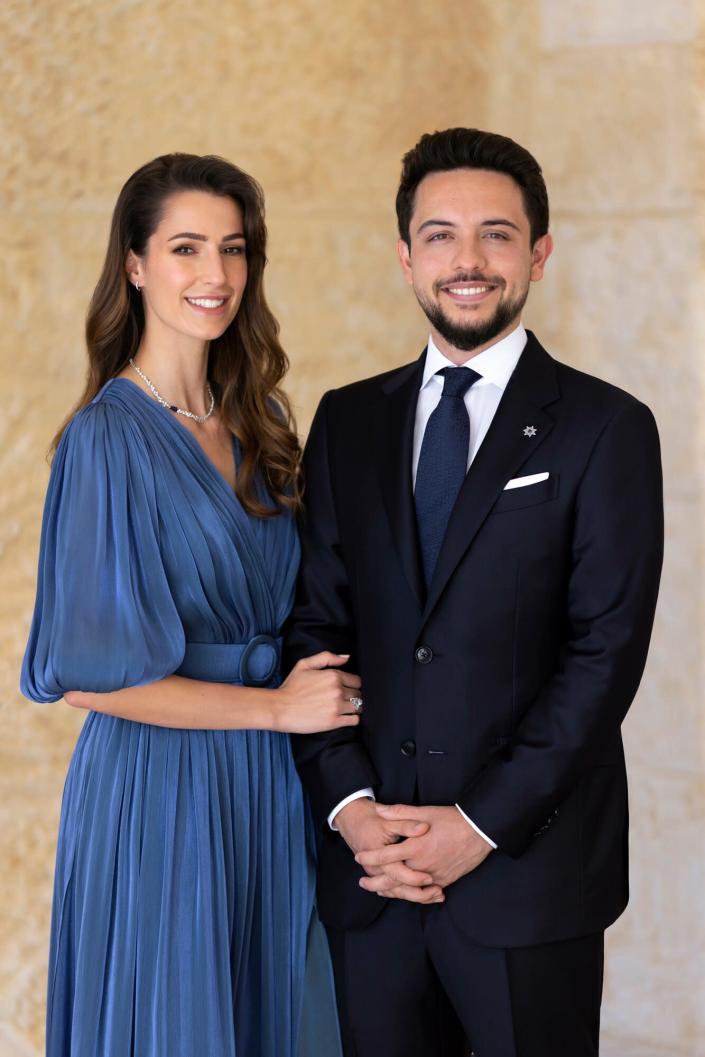 Crown Prince Al Hussein of Jordan and Ms. Rajwa Al Saif in Amman , on August 17, 2022