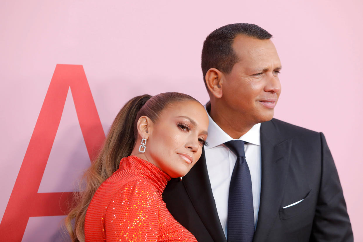 Jennifer Lopez and Alex Rodriguez arrive for the 2019 CFDA Awards at The Brooklyn Museum in New York, U.S., June 3, 2019. REUTERS/Andrew Kelly