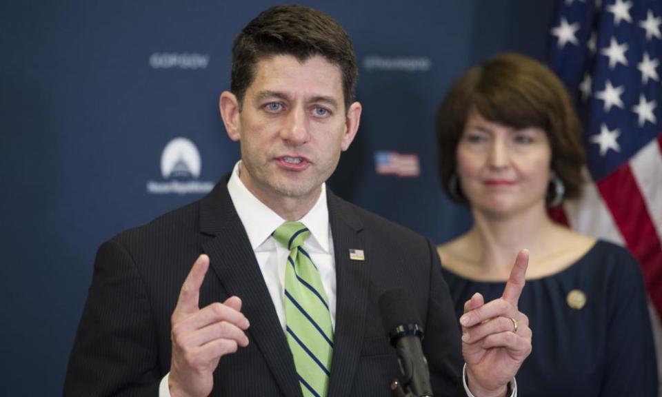 Paul Ryan, pictured here with congresswoman Cathy McMorris Rodgers, insisted Americans would be better off under the Republican healthcare plan.