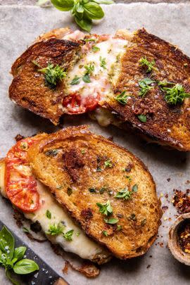 Roasted Garlic Caprese Grilled Cheese