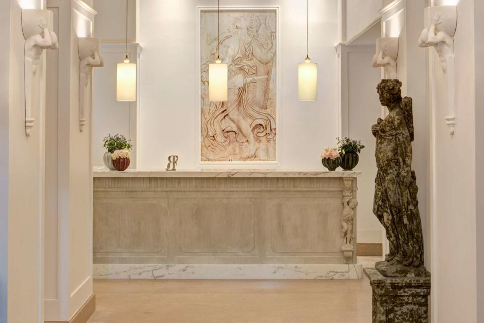 <p>Courtesy of Rocco Forte Hotels</p> The front lobby desk at Hotel Savoy 