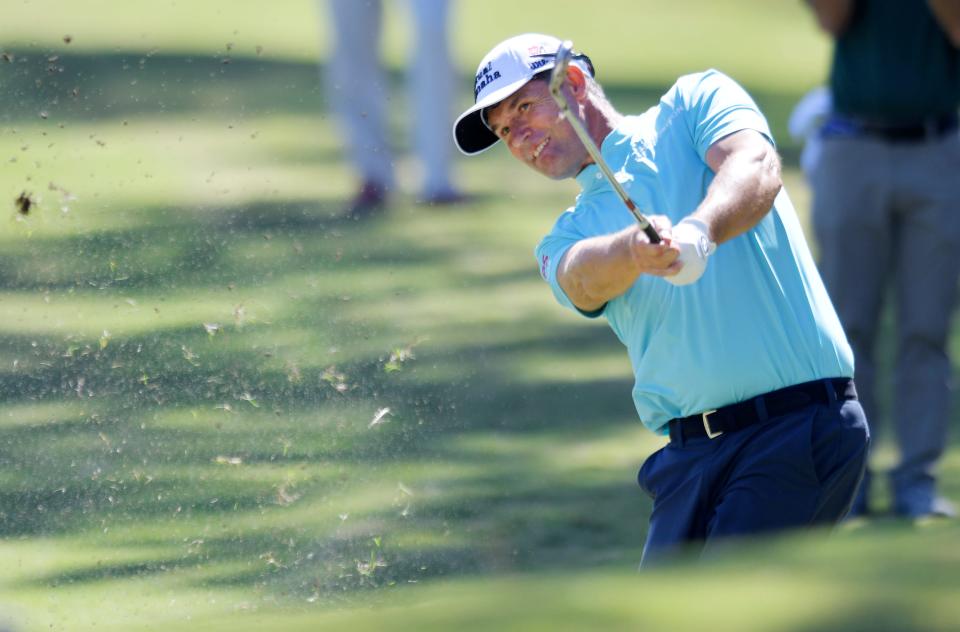 Padraig Harrington, pitching onto a green during the Constellation Furytk & Friends PGA Tour Champions event on Oct. 7, 2022, was the first Irish Player to win the Open Championship in 60 years, in 2007 at Carnoustie.