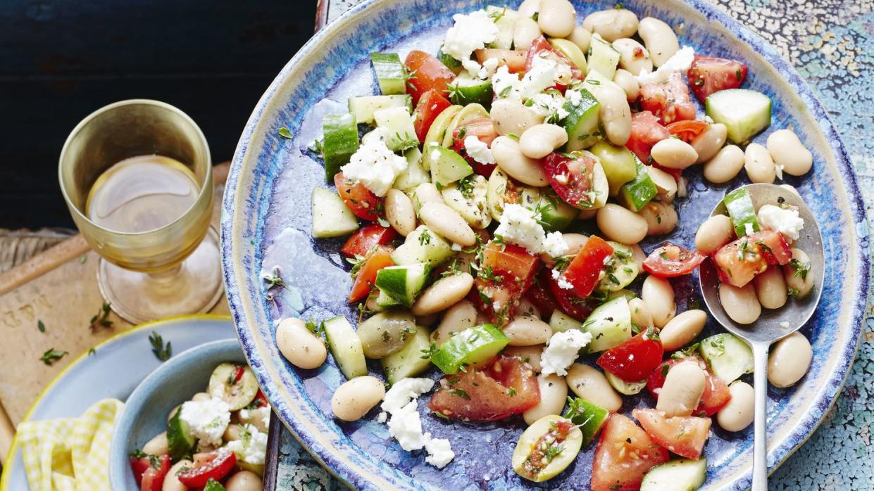 bean, tomato and goats cheese salad