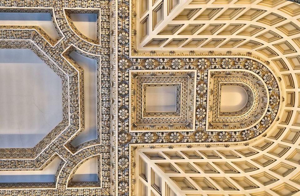 9) The ceiling of Holkham Hall's Marble Hall