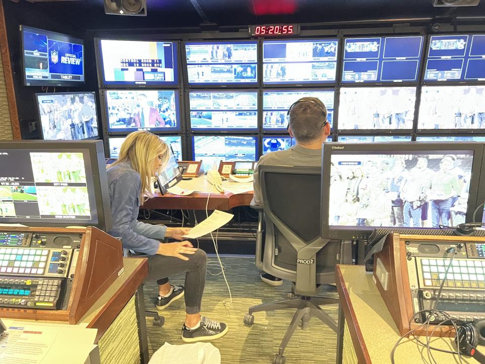 Audiences see NBC's Sunday Night Football production on camera every week. What they don't see is all the work behind the scenes. (Jori Epstein/Yahoo Sports)