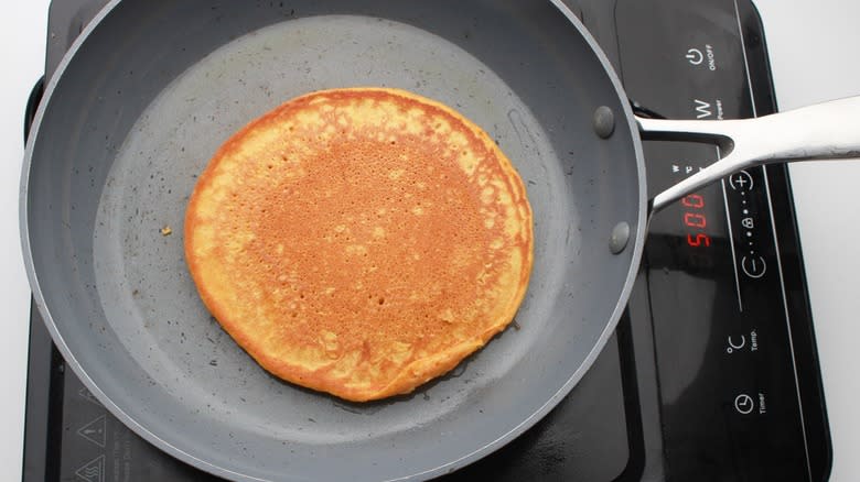 pancake cooking in a pan