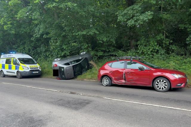 A car has rolled into a verge in Halland <i>(Image: Sussex News and Pictures)</i>