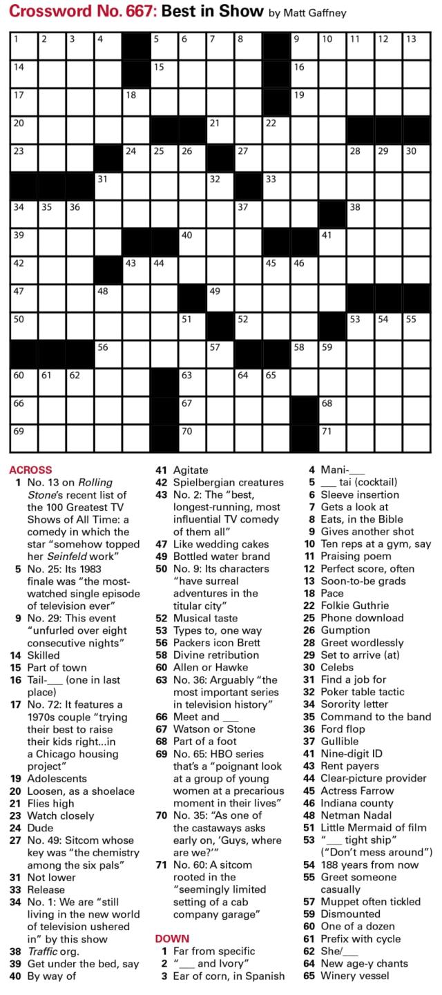 Crossword, Oct. 13, Puzzles