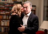 Former Nissan chairman Carlos Ghosn and his wife Carole Ghosn pose for a picture after an exclusive interview with Reuters in Beirut
