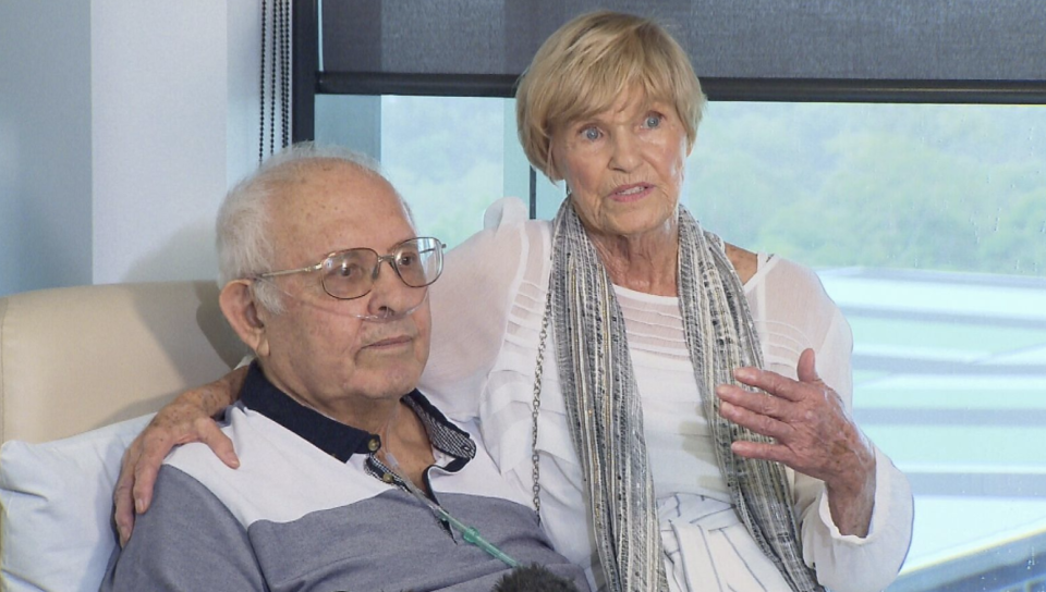 Richard Misior and his wife Helen moments before he leaves hospital. 