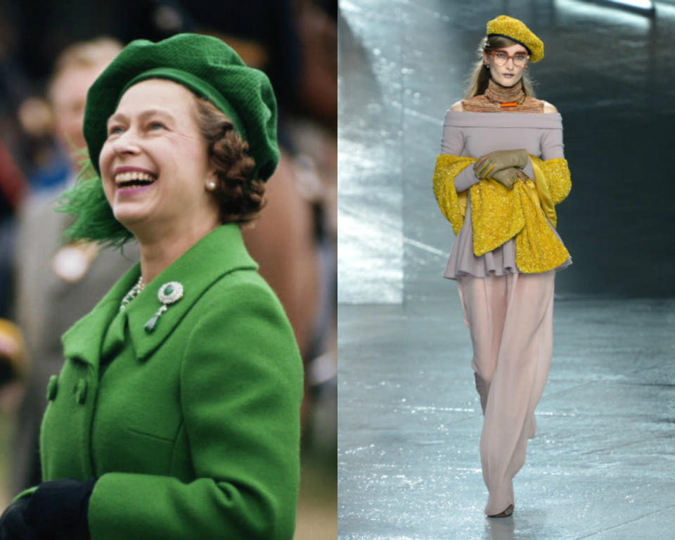 <p>The Queen was well ahead of her time when she started wearing colourful berets. Now everyone from Gucci to Rodarte are featuring the accessory on their runways. <i>[Photo: Tim Graham/Getty Images/ Photo: Slaven Vlasic/Getty Images</i></p>