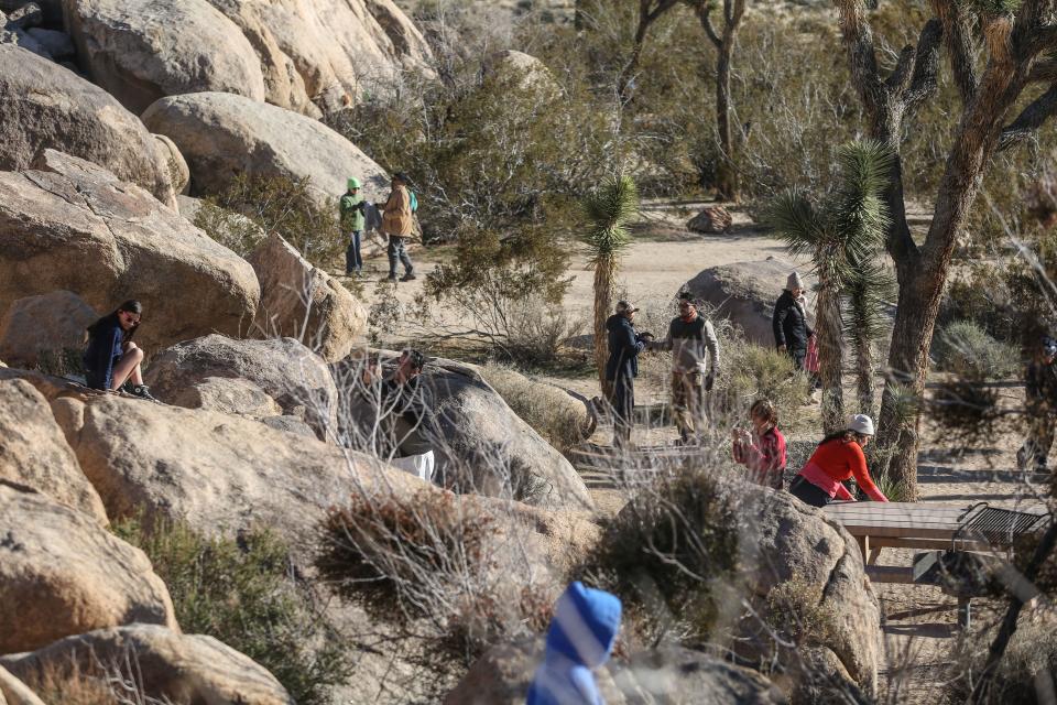 Tourists at Quail Springs at Joshua Tree National Park on Friday, December 28, 2018. Visitors continue to enter the park despite it being unstaffed due to the government shutdown.