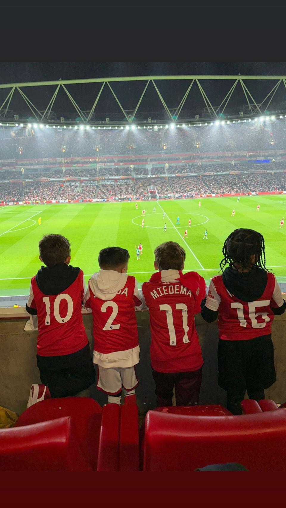 Saint and his friends watching Arsenal last week (Kim Kardashian)