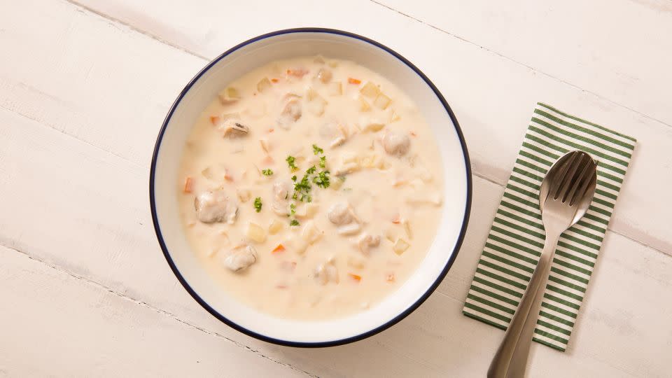 Clam chowder, New England style. - kazoka30/iStockphoto/Getty Images