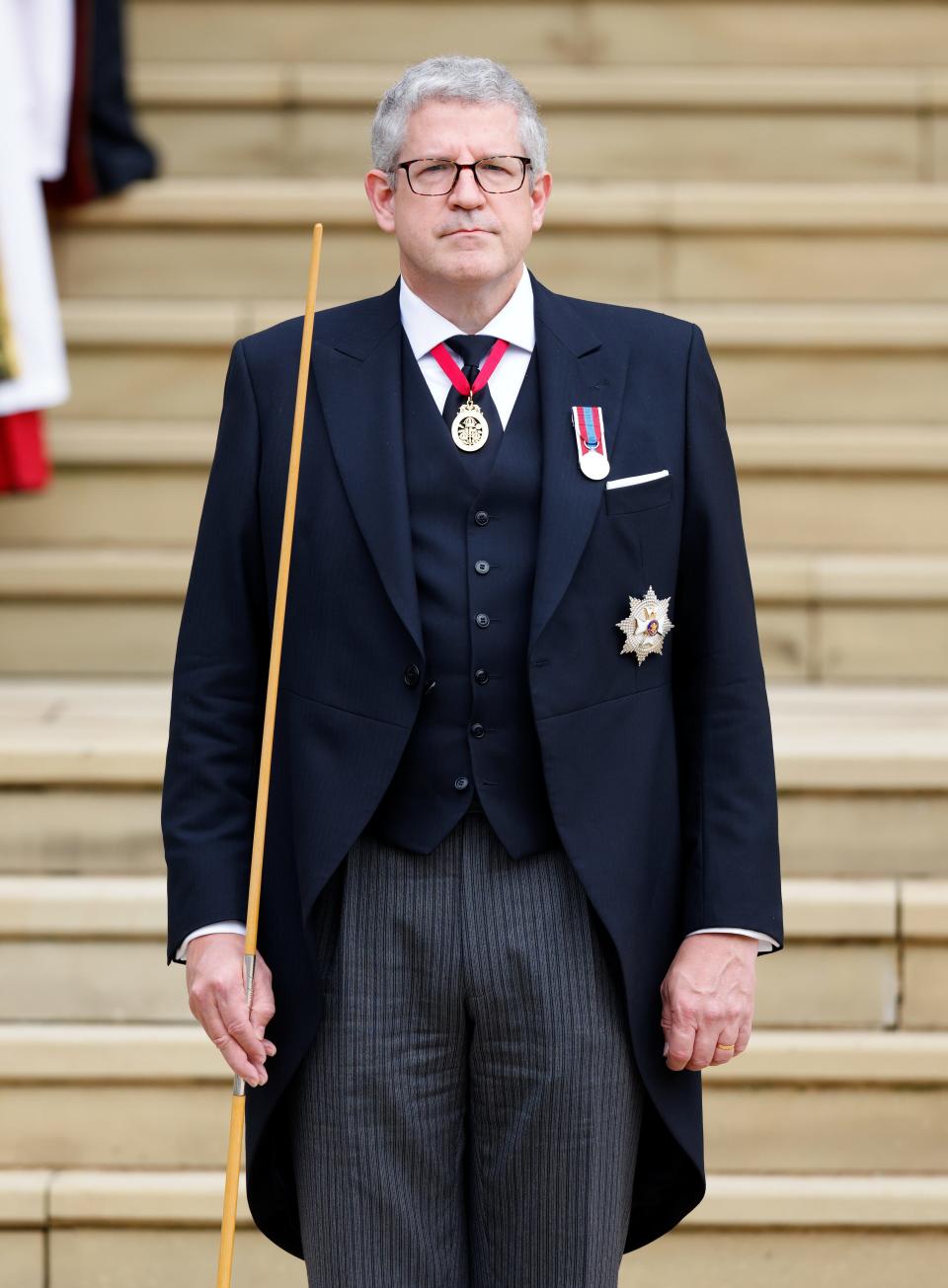 Lord Andrew Parker, Lord Chamberlain, attends the Committal Service for Queen Elizabeth II at St George's Chapel, at Windsor Castle, on September 19, 2022.