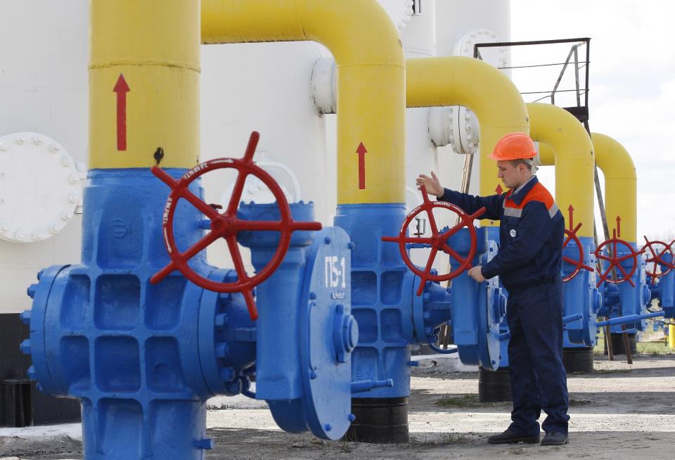 A natural-gas pipeline in Boyarka village, Ukraine, April 2015.