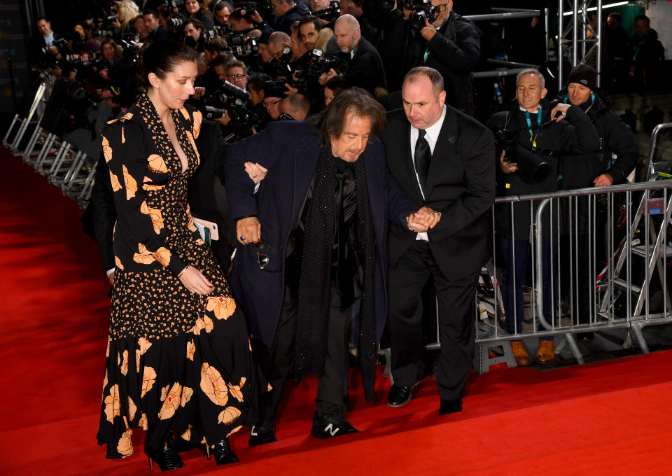  Al Pacino takes a tumble at the EE British Academy Film Awards 2020 at Royal Albert Hall on February 02, 2020 in London, England.