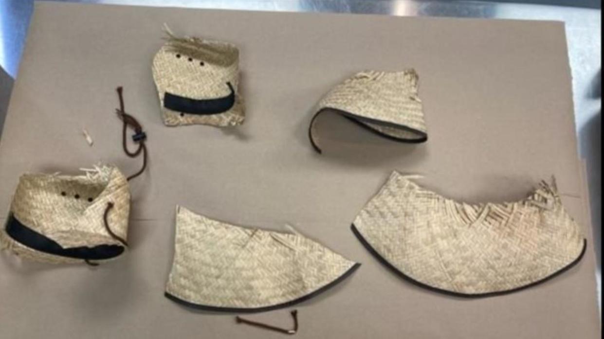  Investigators also searched Robert Telles' garage and found pieces of a cut-up sun hat that was similar to the straw sun hat the suspect was seen wearing. / Credit: Clark County District Court