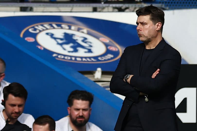 Mauricio Pochettino watches on from the sidelines during Chelsea's game against Bournemouth