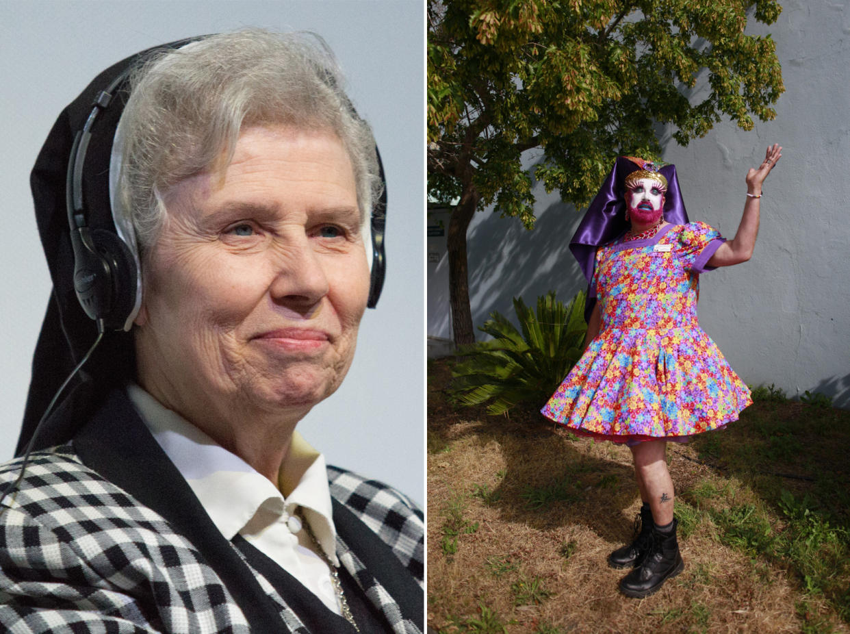 Sister Jeannine Gramick, left, and Sister Yanita Letgo. (Getty Images; Talia Herman for NBC News)