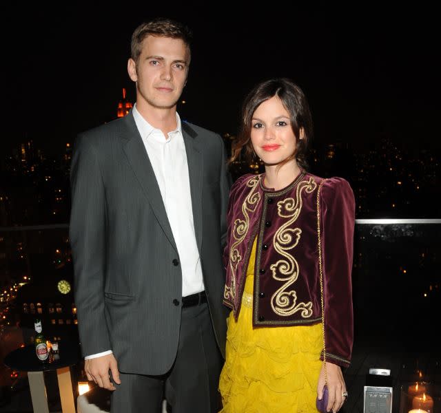 Actors Hayden Christensen (L) and Rachel Bilson attend GQ & Dior Homme’s Kris Van Assche dinner at the Cooper Square Hotel. (Photo by Steve Eichner/WWD/Penske Media via Getty Images)