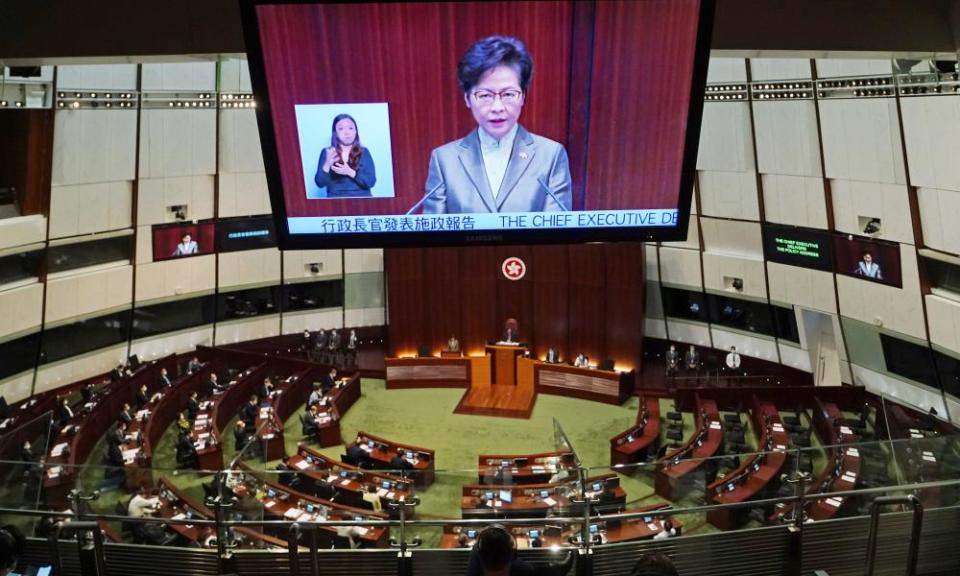 <span>Photograph: Kin Cheung/AP</span>