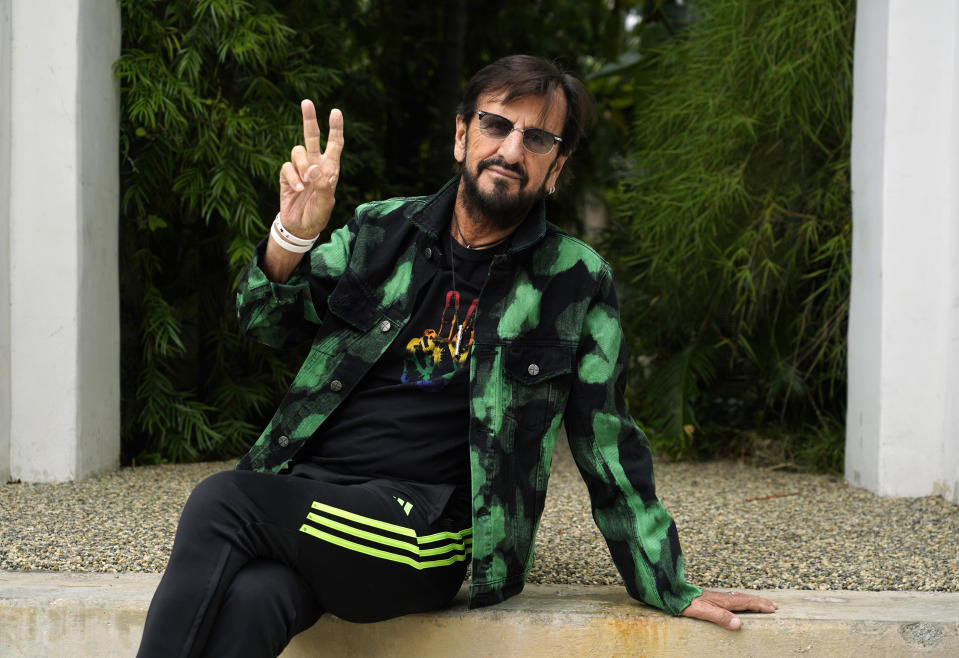 Ringo Starr poses for a portrait, Tuesday, Sept. 5, 2023, at the Sunset Marquis Hotel in West Hollywood, Calif., to promote his EP “Rewind Forward,” out October 13. (AP Photo/Chris Pizzello)