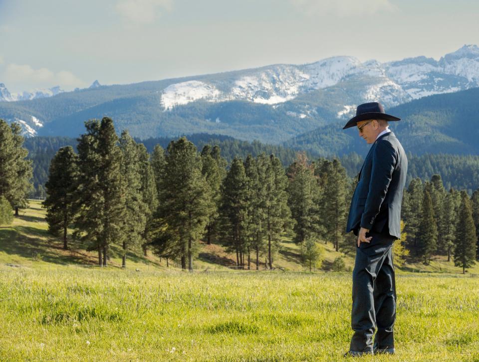 This image released by Paramount Network shows Kevin Costner in a scene from "Yellowstone."