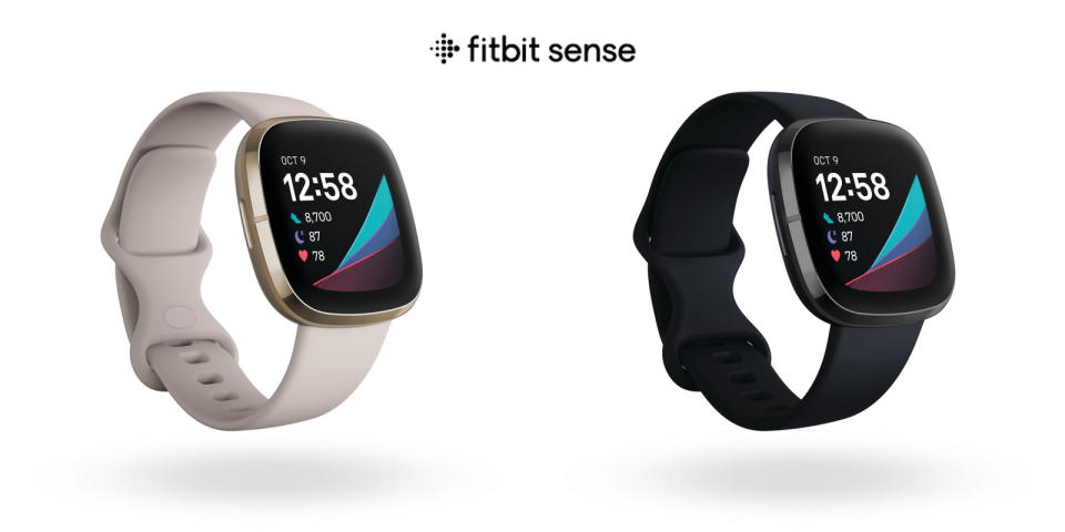 圖／壓力管理、心電圖、血氧濃度與皮膚溫度感測 ，Fitbit Sense健康智慧手錶正式登場。（Fitbit）