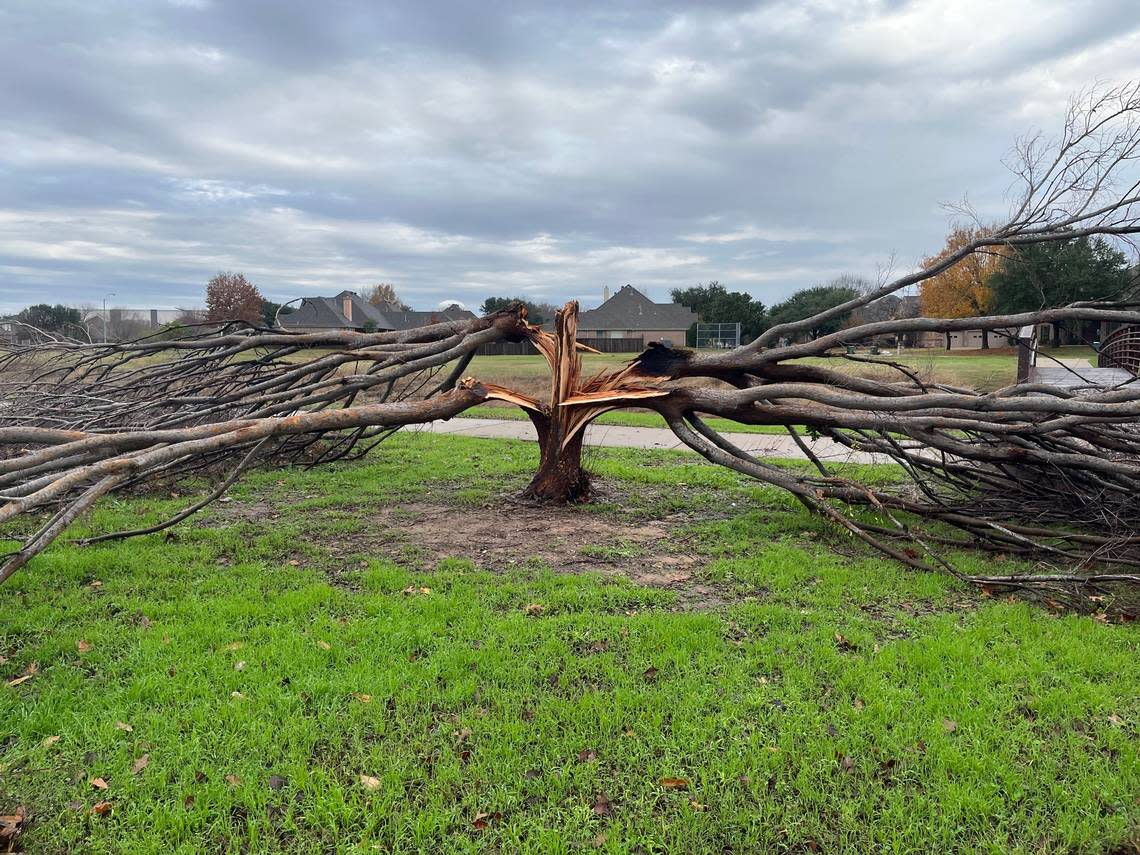 North Richland Hills police are assessing storm damage that has affected about 20 homes and businesses so far on Tuesday, Dec. 13, 2022.