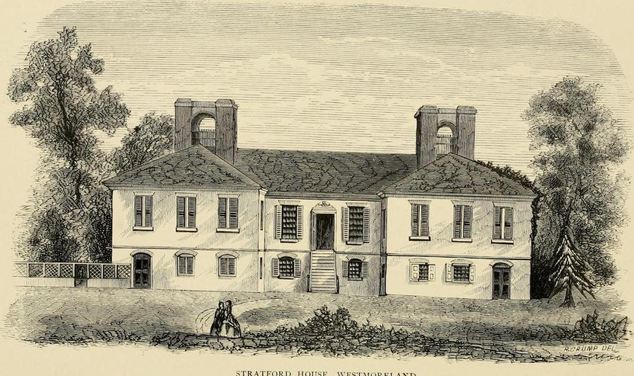 Stratford Hall in Westmoreland, Virginia, where enslaved cook and chocolatier Caesar lived and worked in the kitchen. <a href="https://upload.wikimedia.org/wikipedia/commons/f/f7/Stratford_Hall%2C_Virginia.jpg" rel="nofollow noopener" target="_blank" data-ylk="slk:Wikipedia;elm:context_link;itc:0;sec:content-canvas" class="link ">Wikipedia</a>, <a href="http://creativecommons.org/licenses/by-sa/4.0/" rel="nofollow noopener" target="_blank" data-ylk="slk:CC BY-SA;elm:context_link;itc:0;sec:content-canvas" class="link ">CC BY-SA</a>