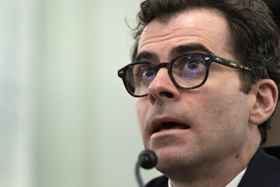 Adam Mosseri, the head of Instagram, testifies before the Senate Commerce, Science, and Transportation Subcommittee on Consumer Protection, Product Safety, and Data Security hearing on Capitol Hill in Washington Wednesday Dec. 8, 2021. (AP Photo/Jose Luis Magana)