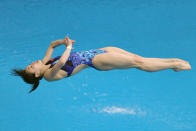 Wu Minxia of China is a diving champion who won gold at both the Athens and Beijing Olympic Games in the 3 metre women's synchronized springboard competition.