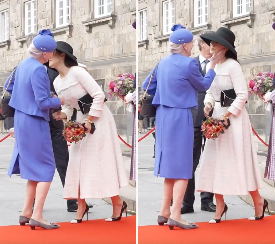 An awkward moment between Princess Mary and Queen Margrethe 