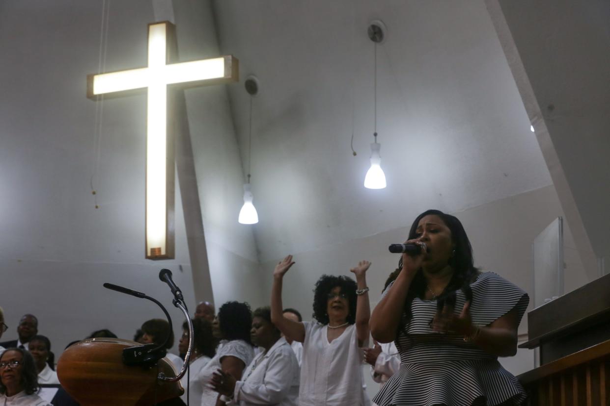 Memorial AME Zion Church's Easter service drew dozens to the Corn Hill church on April 21, 2019.